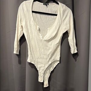 Cream Ribbed Bodysuit